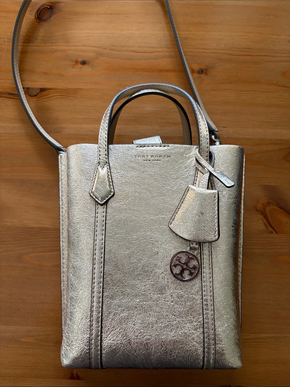 Tory Burch Metallic Gold Mini Tote Crossbody